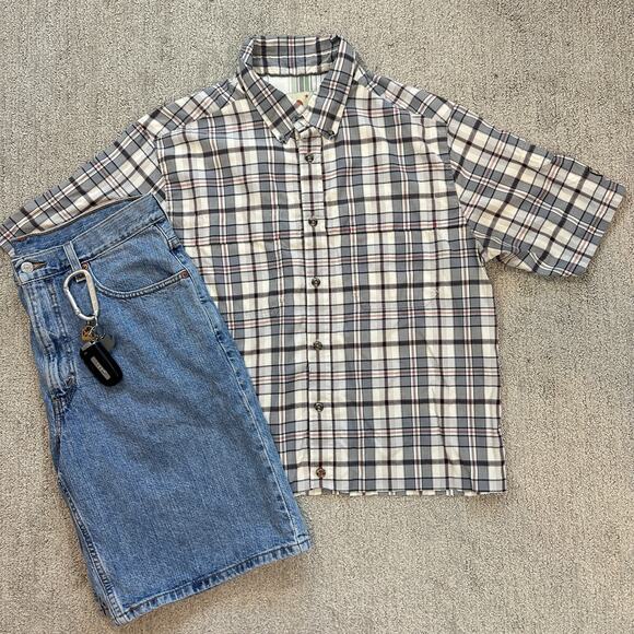 Gray Y2K Surf Style Boxy Cropped Button Up - Picture 1 of 5